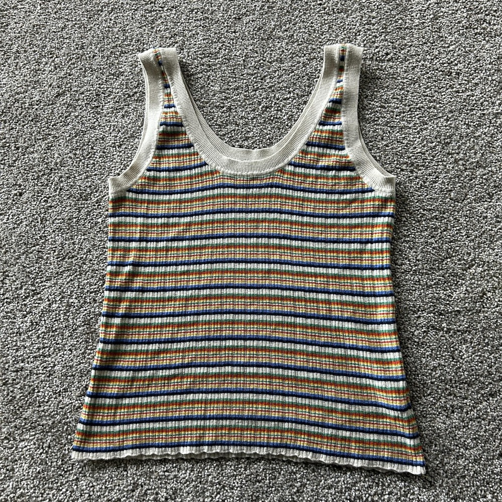 Madewell Tank Top Womens XS Multicolor Striped Ribbed Knit Scoop Neck Casual